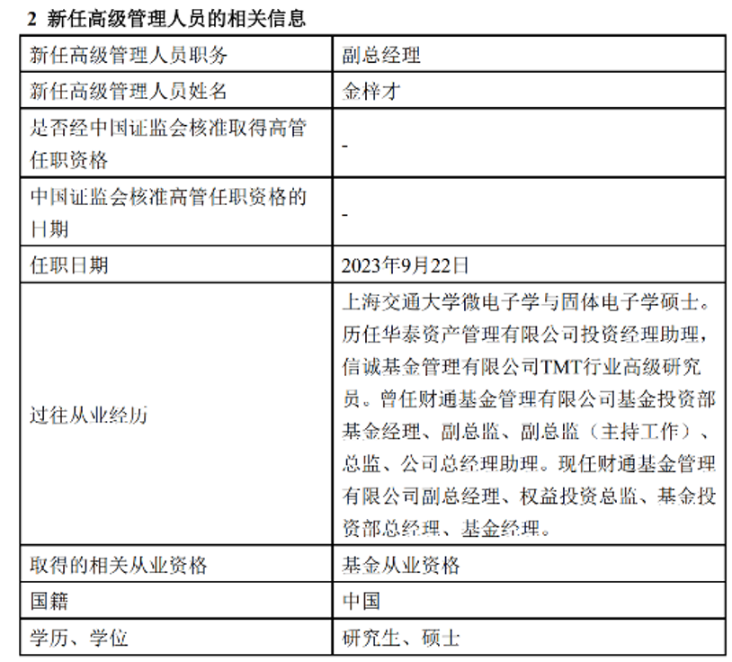 财通基金公告