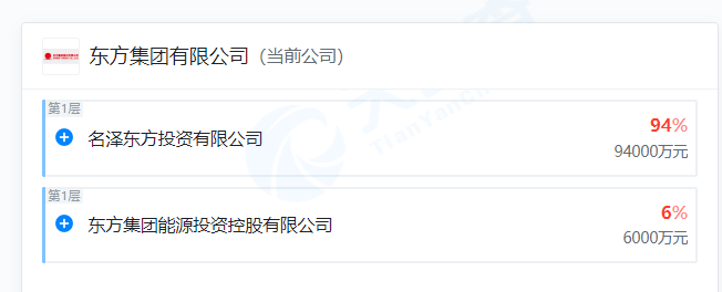 东方集团有限公司股东情况，图源：天眼查